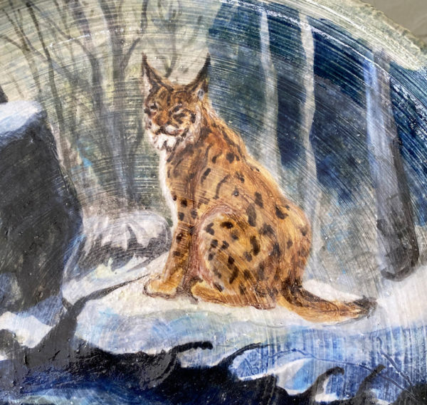 Yvonne Desrosiers - detail, Lynx Wintering by a Stream