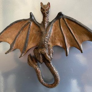 Small Leather-look Dragon relief sculpture by Yvonne Desrosiers